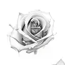 upside down rose tattoo design idea