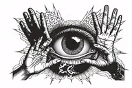 hands prying open my third eye tattoo design idea