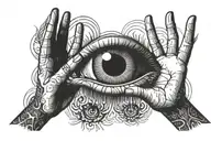 hands prying open my third eye tattoo design idea