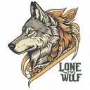 side pose of wolf with message "Lone Wolf" tattoo design idea