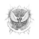 phoenix rising from ashes and shiva s trident tattoo design idea