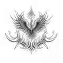 phoenix rising from ashes and shiva s trident tattoo design idea