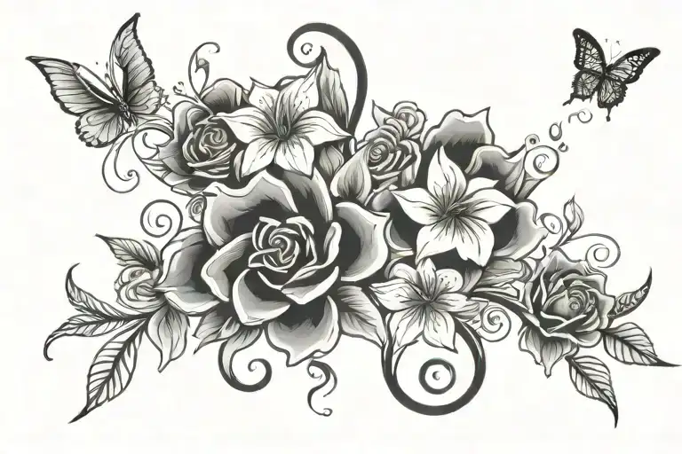 twisters and flowers tattoo design idea