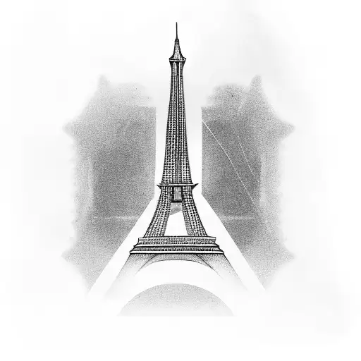 Musical notes forming a silhouette of the Eiffel Tower tattoo design idea