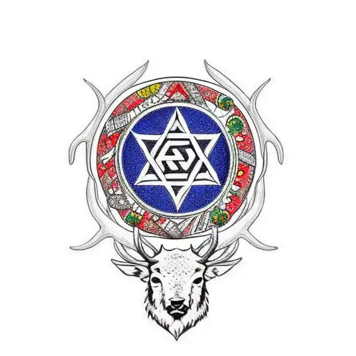 elk with star of David tattoo design idea