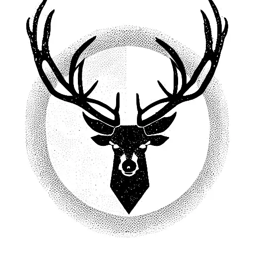 elk with star of David in between it's horns like a sun tattoo design idea