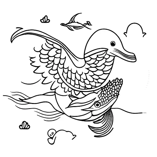 baby chicken with a dolphin tattoo design idea