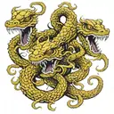 A realistic detailed hydra with three heads tattoo design idea