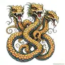 A realistic detailed hydra with three heads tattoo design idea
