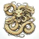 A realistic detailed hydra with three heads tattoo design idea
