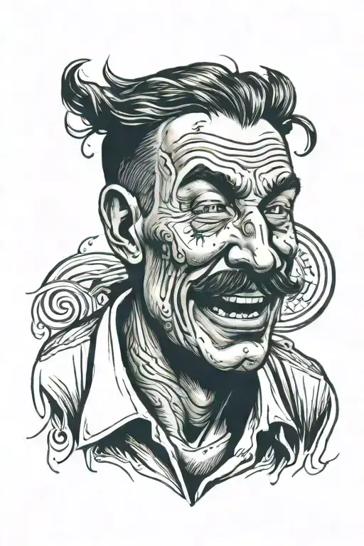 Man crying face tattoo design idea