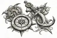compass anchor connected tattoo design idea