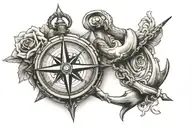 compass anchor connected tattoo design idea