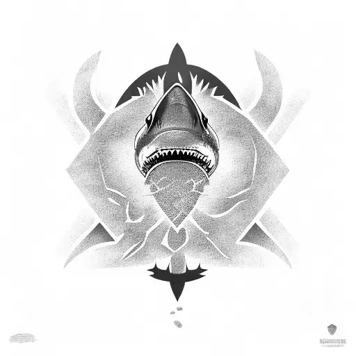 Combine a shark and a Manchester United logo in the design tattoo design idea