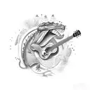 Design a tattoo of a crocodile playing a guitar tattoo design idea