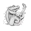Design a tattoo of a crocodile playing a guitar tattoo design idea