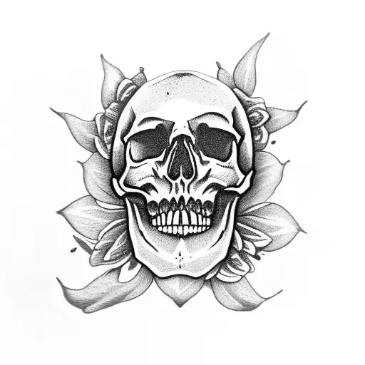 skull bracelet with flowers tattoo design idea