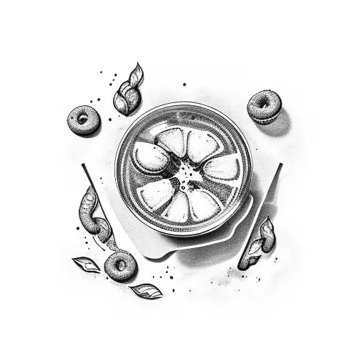 glass of lemonade with white powderd donuts tattoo design idea