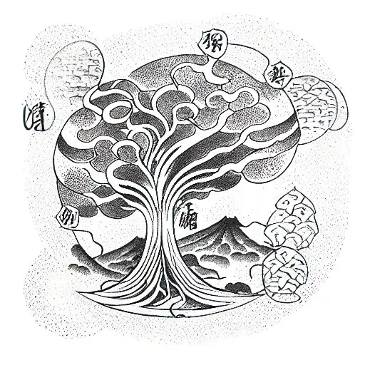 Tree of Life with science arts sports and spirituality markers tattoo design idea