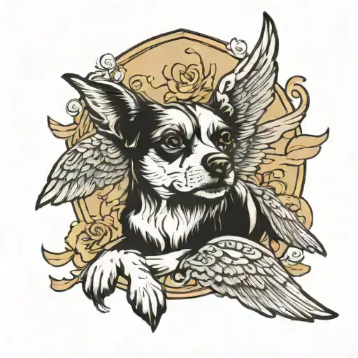 dog with wings  tattoo design idea