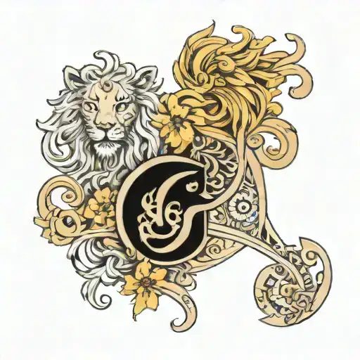 A tattoo on the side of my ribs with my fiance zodiac sign leo and my zodiac libra and put a letter g, as my fiance name tattoo design idea