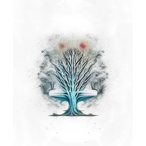 space giger tree tattoo design idea