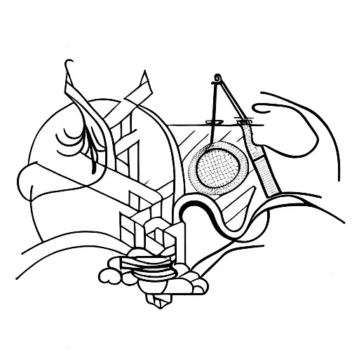 a minimalist tattoo of a love of sewing, painting and cooking tattoo design idea