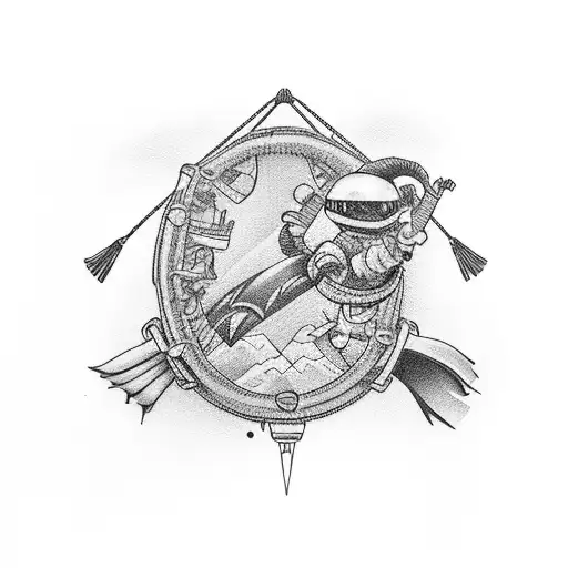 Arm band with adventures such as rafting, paragliding, sky diving, bungee  tattoo design idea