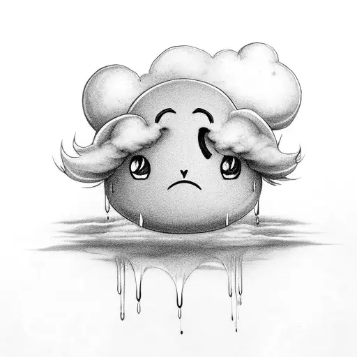 cloud with crying eyes pretty tattoo design idea