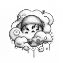 cloud with crying eyes pretty tattoo design idea