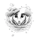 cloud with crying eyes pretty tattoo design idea