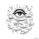 cloud with crying eyes pretty tattoo design idea