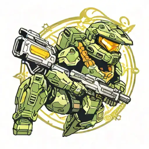 master chief halo pokemon tattoo design idea