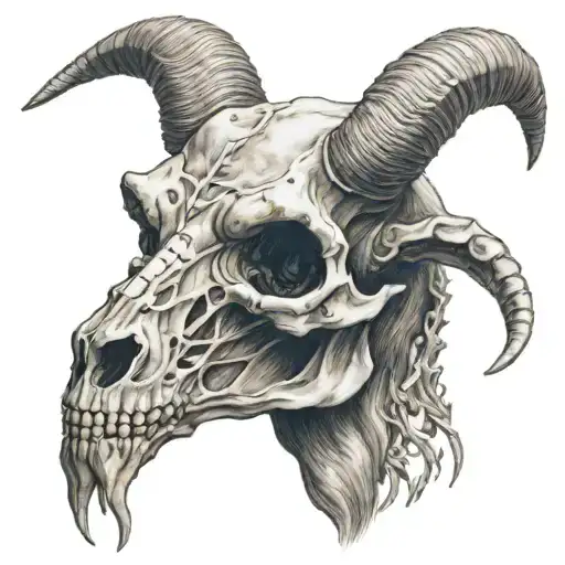 goat skull satanism tattoo design idea