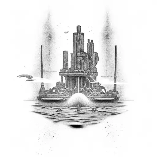 Sunken ship in Atlantis tattoo design idea
