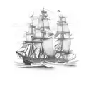 Decomposing clipper ship on the sea floor tattoo design idea