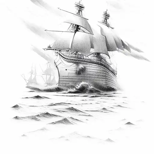 ship ocean  tattoo design idea