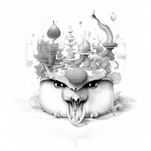 A culinary masterpiece infused with elements of fantasy and nature tattoo design idea
