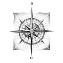 Old school compass surrounded by nautical elements tattoo design idea