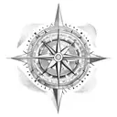 Old school compass surrounded by nautical elements tattoo design idea
