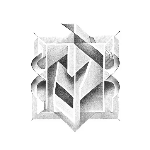 letter M surrounded by 4 other smaller symbols to represent baby losses tattoo design idea