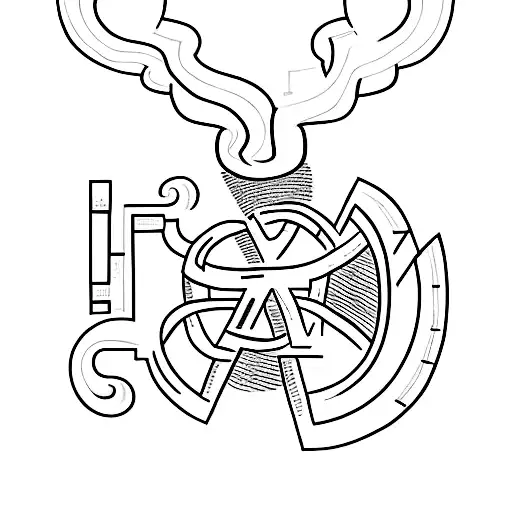 letter M surrounded by 4 other smaller symbols to represent baby losses tattoo design idea