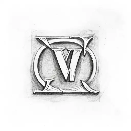 letter M surrounded by 4 other smaller symbols to represent baby losses tattoo design idea