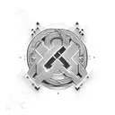 letter M surrounded by 4 other smaller symbols to represent baby losses tattoo design idea