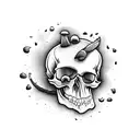 skull with mushrooms tattoo design idea