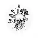 skull with mushrooms tattoo design idea