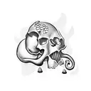 skull with mushrooms tattoo design idea