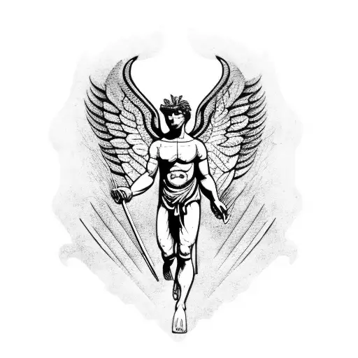 angel icarus with greak mythology  tattoo design idea