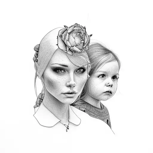 mom and daughter named rory tattoo design idea