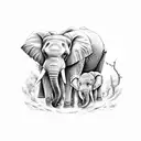 elephant family 5 elephants tattoo design idea